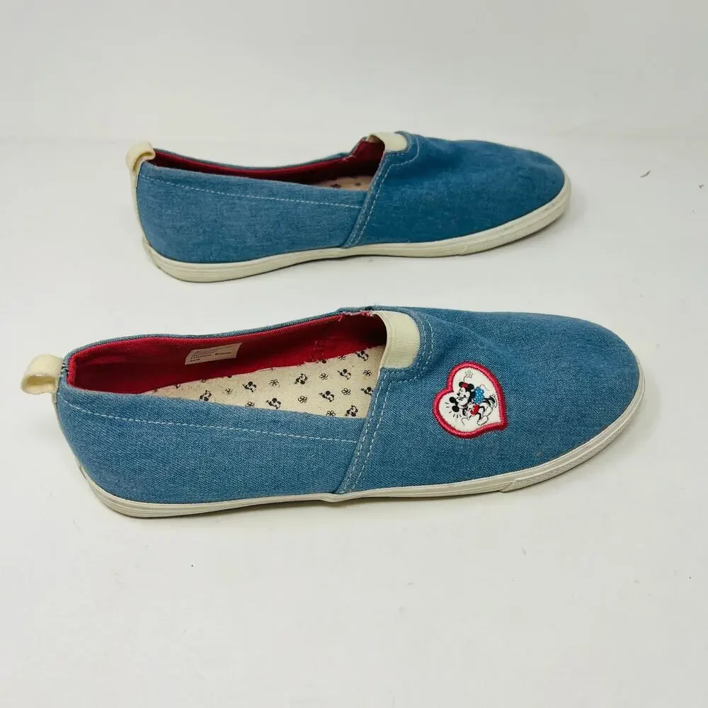 Disney Slip On Shoe Mickey Minnie Junk Food Ked Style Blue White - 6
